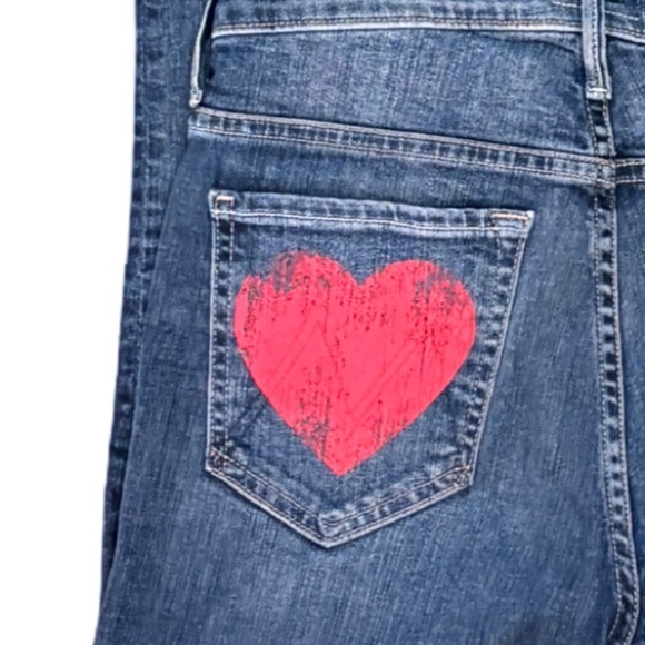 MOTHER Insider Crop Step Fray Blue Denim Jeans Love on the Edge Heart Size 27 - Picture 8 of 16